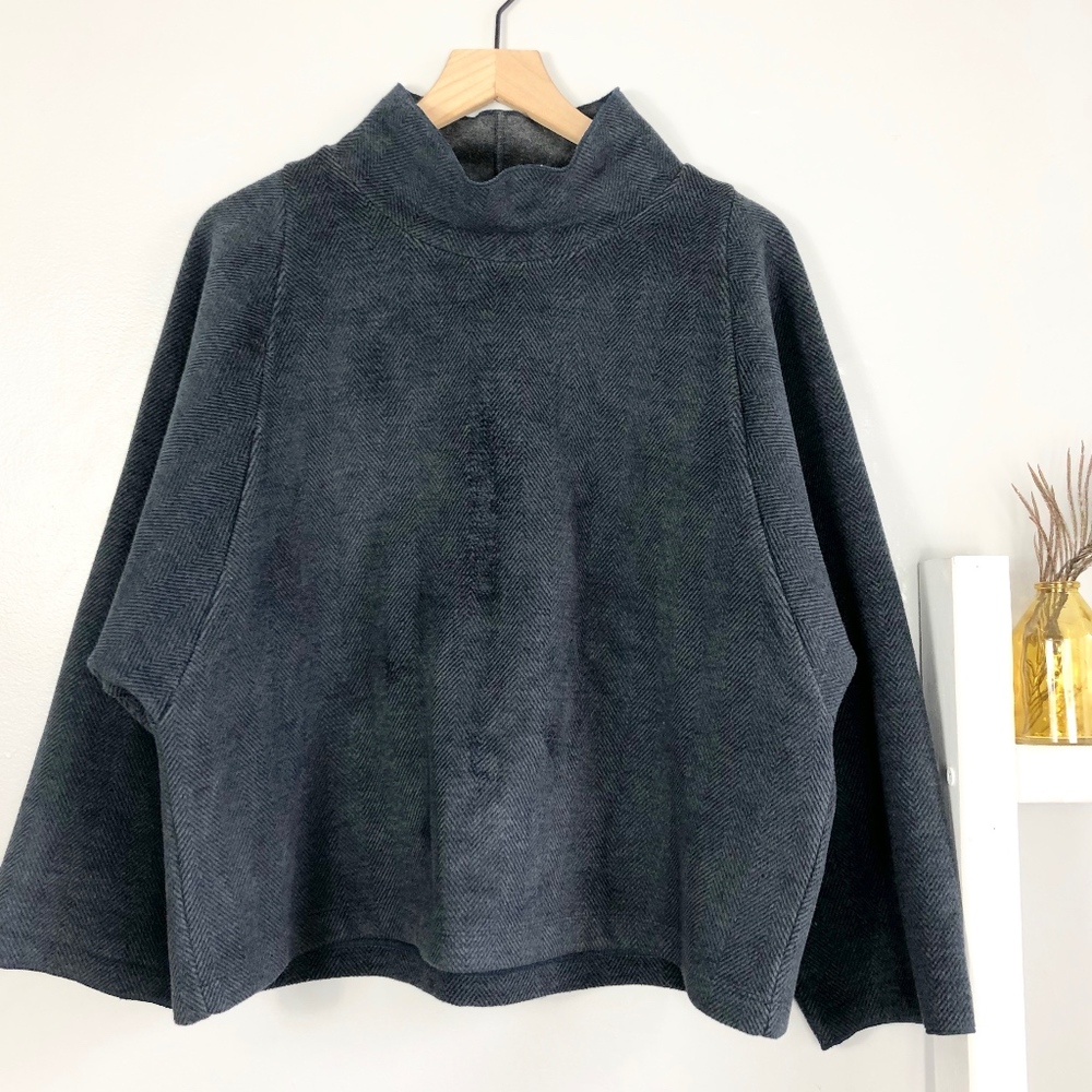 Madewell Herringbone Mock Neck Sweatshirt Size L